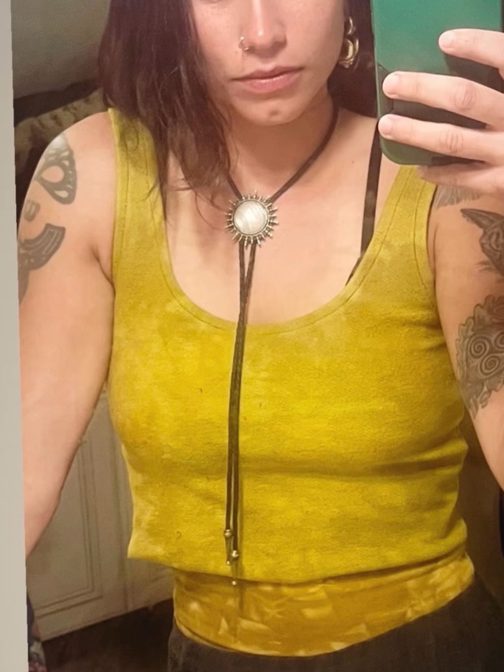 Chartreuse Velour Crop Top